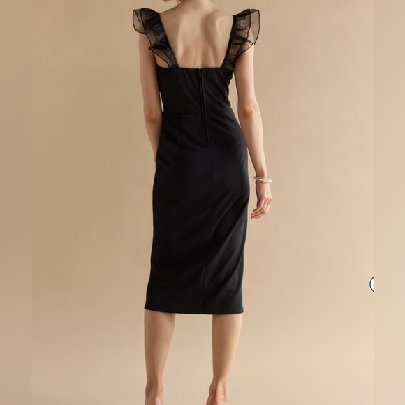 NWT Clare Chiffon Ruffle Strap Midi Dress - Picture 2 of 5